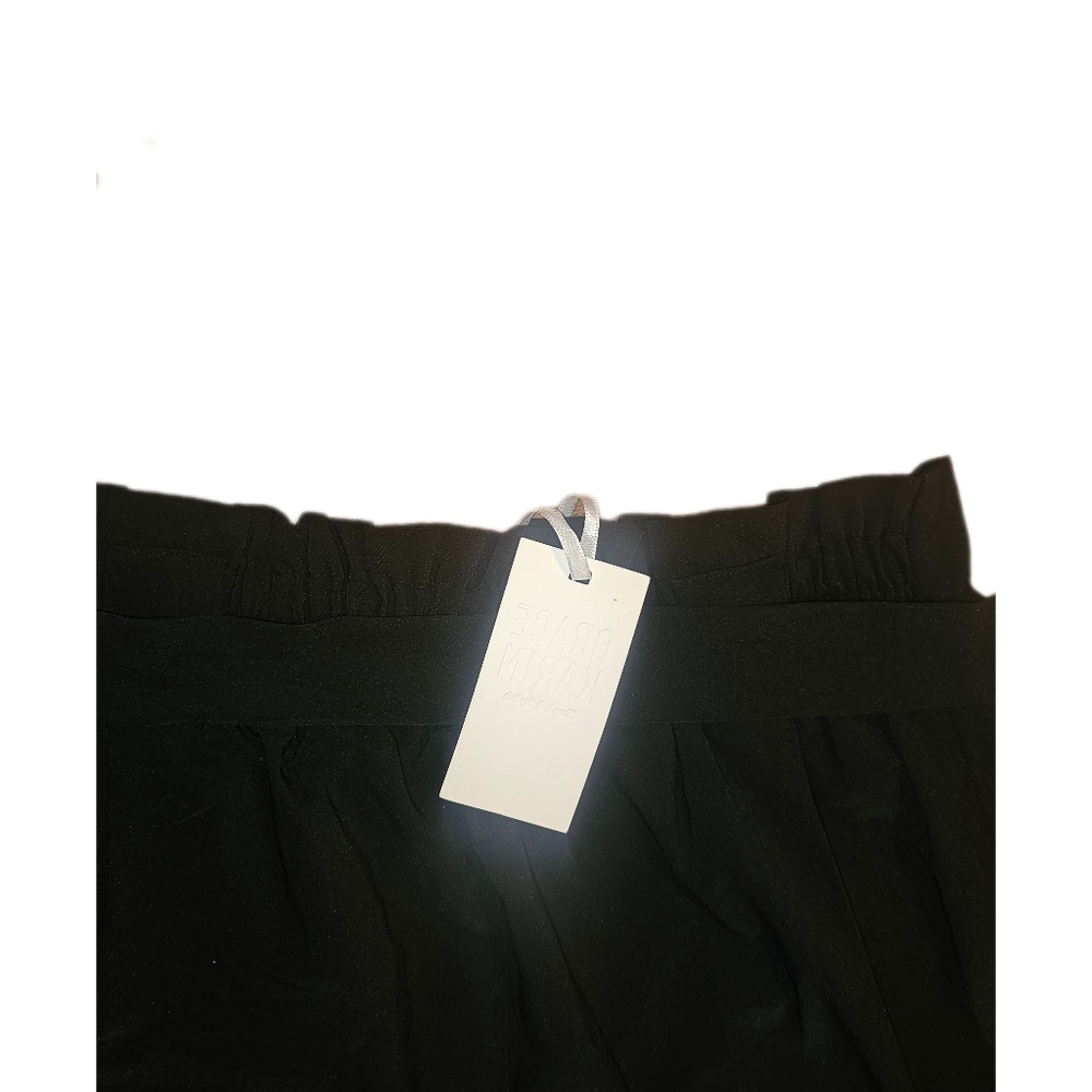 Grace Karin Women's Casual Pants Solid High Waist Black Tie-Waist Pants, Size L - Picture 3 of 3